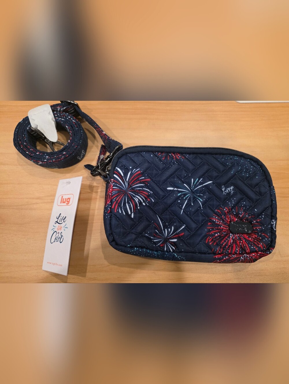 Lug Classic Quilted Belt Bag Crossbody Firework Navy Blue NWT